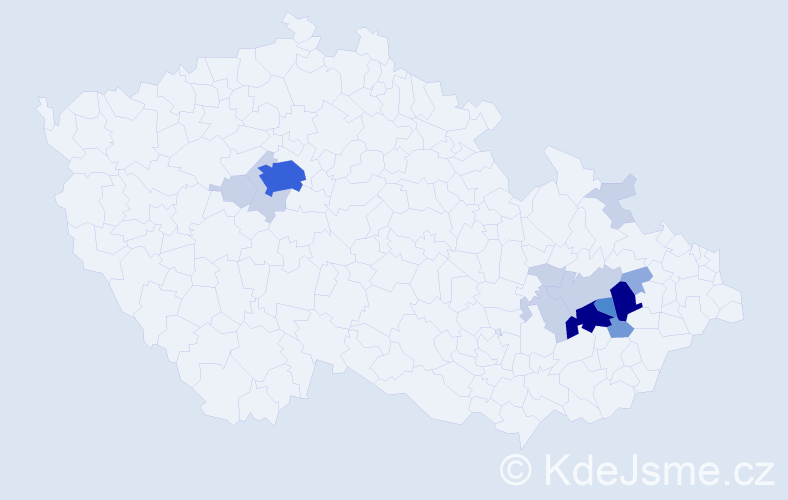 Příjmení: 'Zobaník', počet výskytů 49 v celé ČR