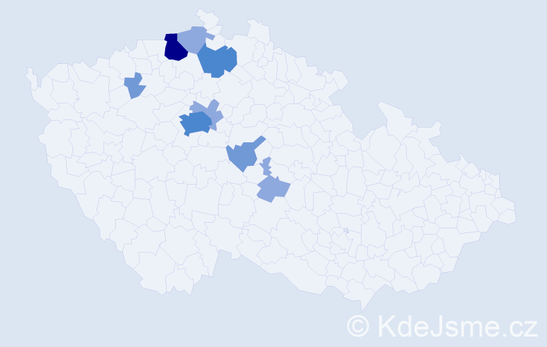 Příjmení: 'Bauštein', počet výskytů 19 v celé ČR