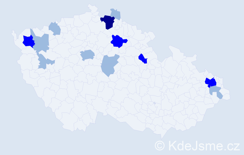 Příjmení: 'Gurinová', počet výskytů 24 v celé ČR