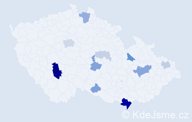 Příjmení: 'Čuka', počet výskytů 40 v celé ČR