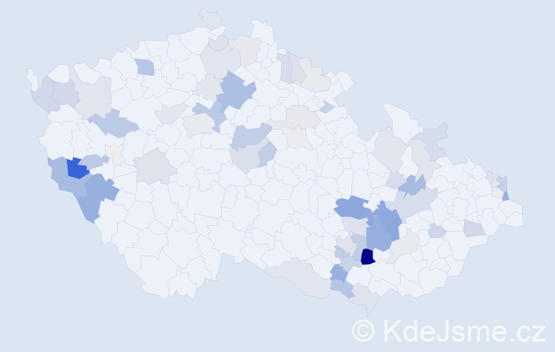 Příjmení: 'Piták', počet výskytů 199 v celé ČR