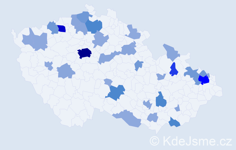 Příjmení: 'Cingelová', počet výskytů 92 v celé ČR