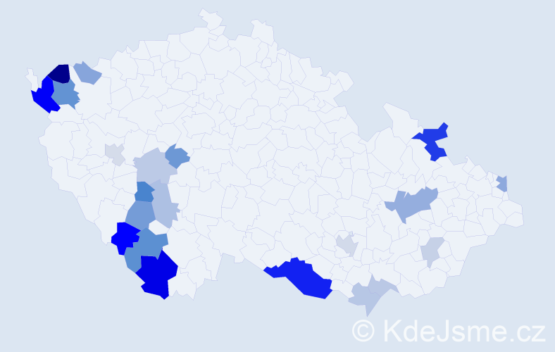 Příjmení: 'Dojčarová', počet výskytů 51 v celé ČR