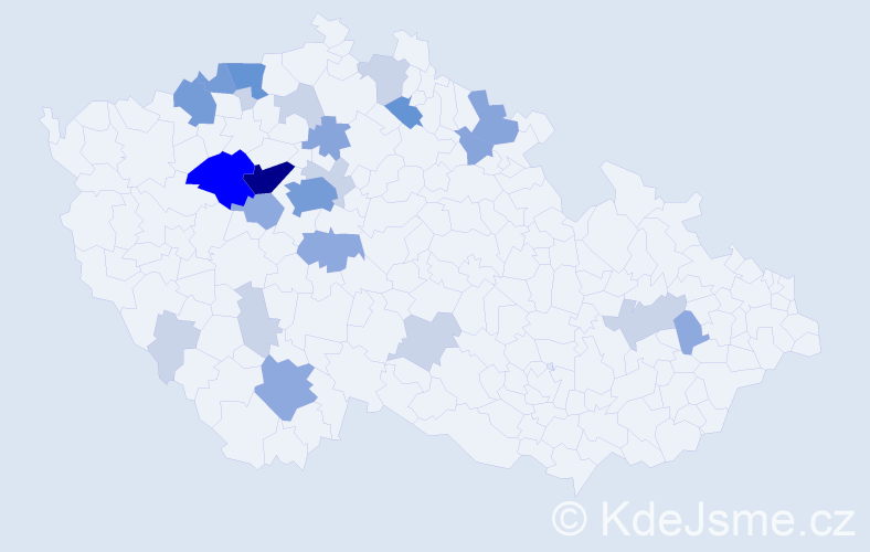 Příjmení: 'Porcalová', počet výskytů 70 v celé ČR