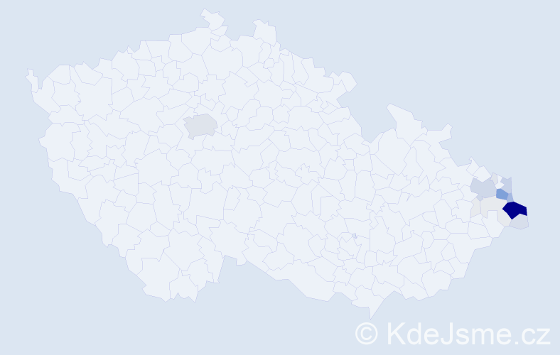 Příjmení: 'Olszar', počet výskytů 103 v celé ČR