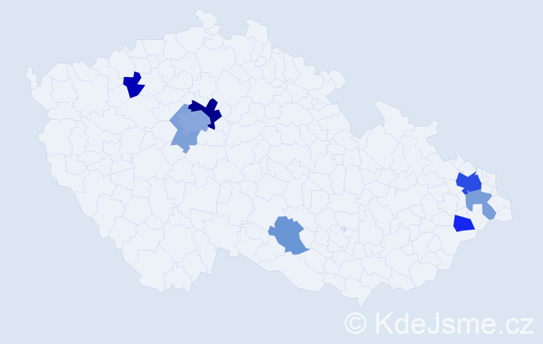 Příjmení: 'Koščo', počet výskytů 19 v celé ČR