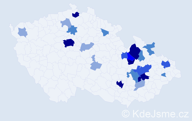 Příjmení: 'Hamal', počet výskytů 60 v celé ČR