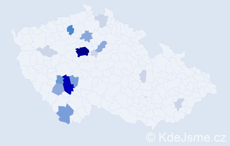 Příjmení: 'Svojše', počet výskytů 59 v celé ČR