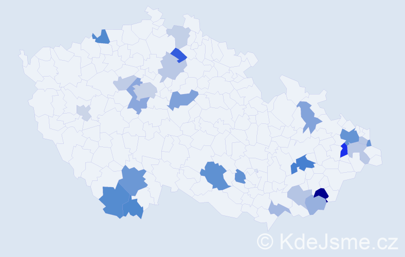 Příjmení: 'Čierná', počet výskytů 52 v celé ČR