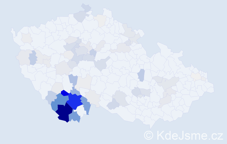 Příjmení: 'Borovková', počet výskytů 316 v celé ČR