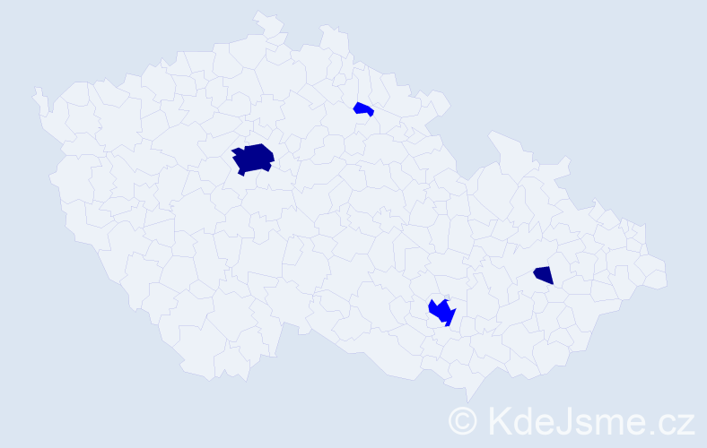 Příjmení: 'Kabeleová', počet výskytů 6 v celé ČR
