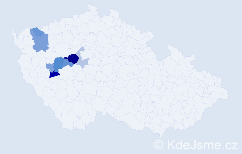 Příjmení: 'Řehořovská', počet výskytů 16 v celé ČR