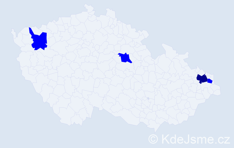 Příjmení: 'Gocmanová', počet výskytů 5 v celé ČR