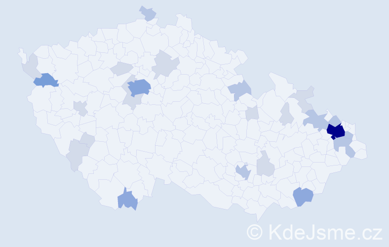 Příjmení: 'Chmura', počet výskytů 57 v celé ČR