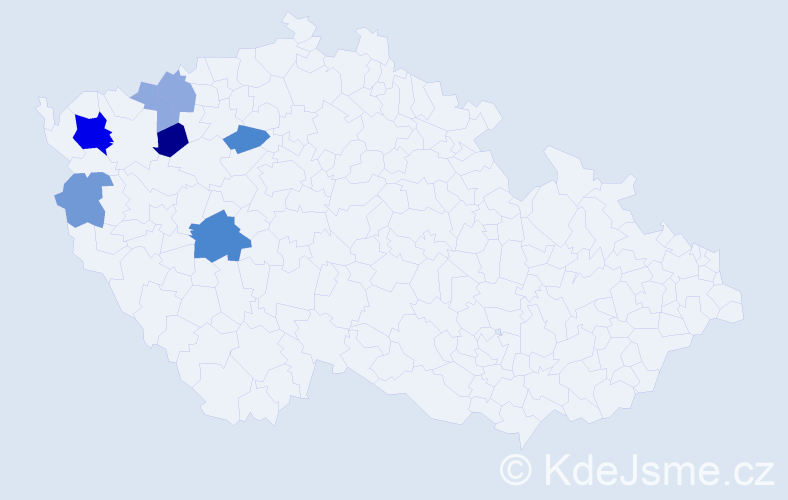 Příjmení: 'Čóka', počet výskytů 21 v celé ČR