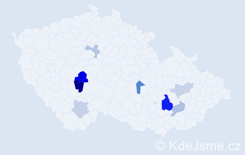 Příjmení: 'Rejpalová', počet výskytů 13 v celé ČR