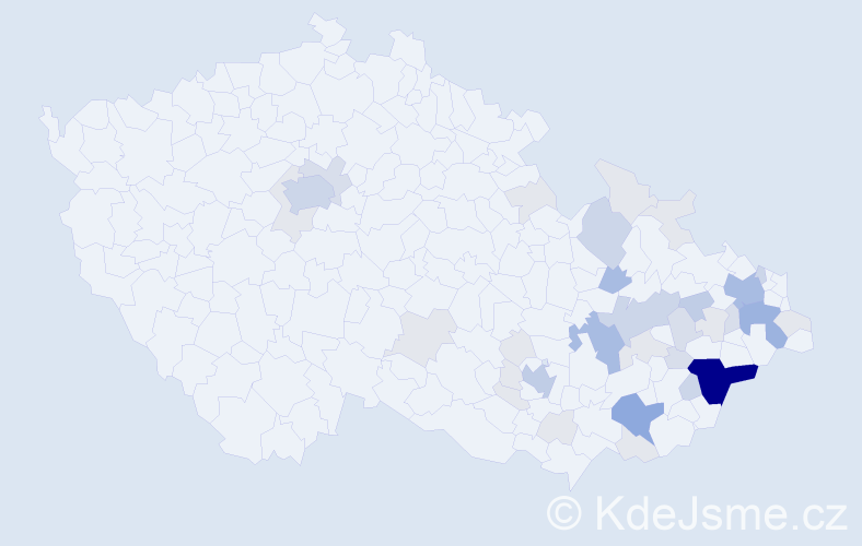 Příjmení: 'Galdová', počet výskytů 118 v celé ČR