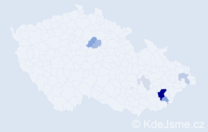 Příjmení: 'Končák', počet výskytů 25 v celé ČR
