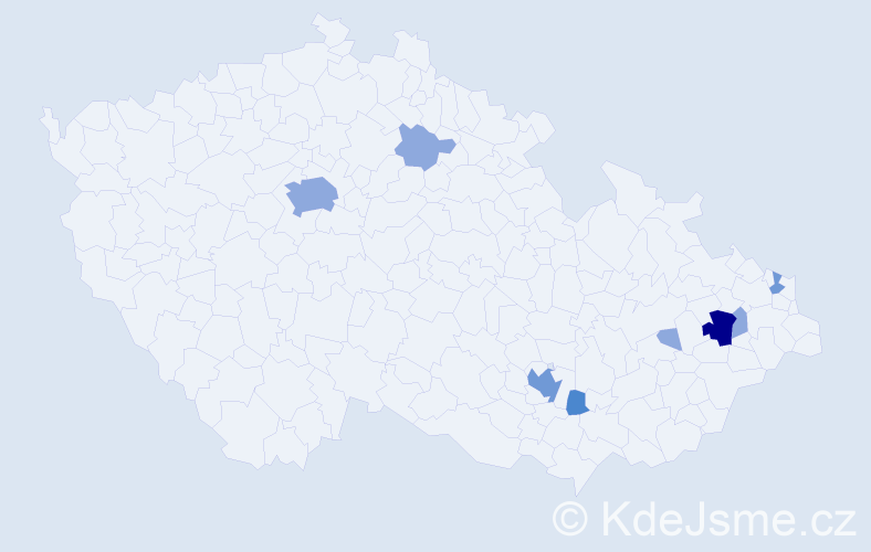 Příjmení: 'Tyraj', počet výskytů 17 v celé ČR