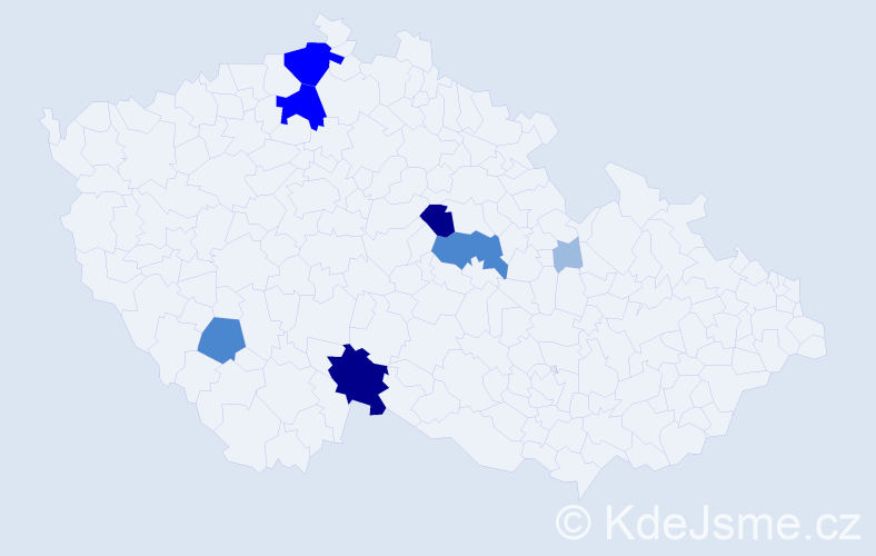 Příjmení: 'Káles', počet výskytů 19 v celé ČR