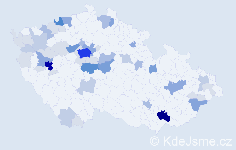 Příjmení: 'Smolák', počet výskytů 172 v celé ČR