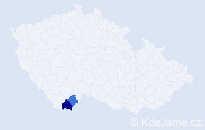 Příjmení: 'Wanliová', počet výskytů 3 v celé ČR