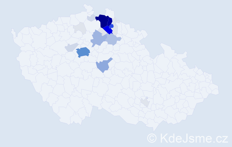 Příjmení: 'Vele', počet výskytů 140 v celé ČR