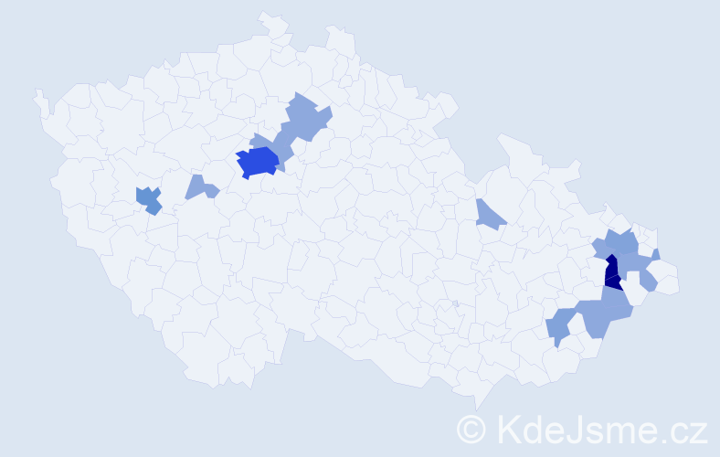 Příjmení: 'Smolanová', počet výskytů 38 v celé ČR