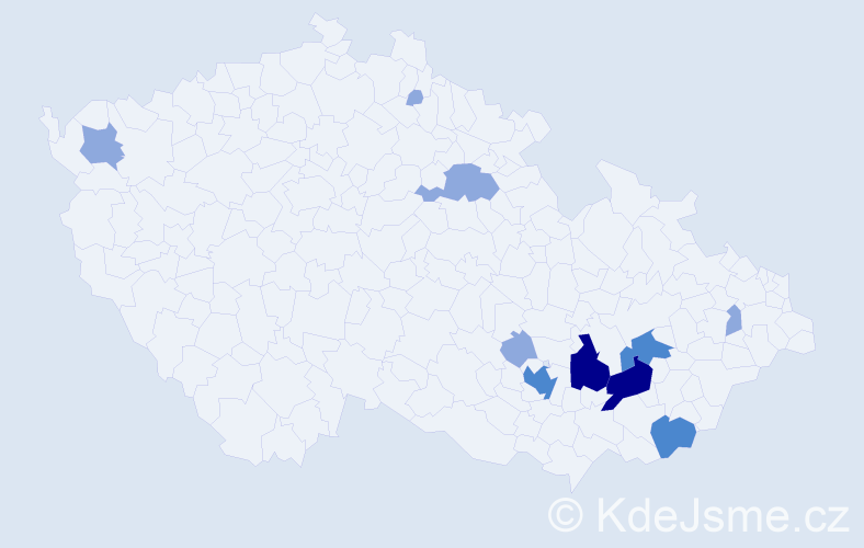 Příjmení: 'Baranyaiová', počet výskytů 21 v celé ČR