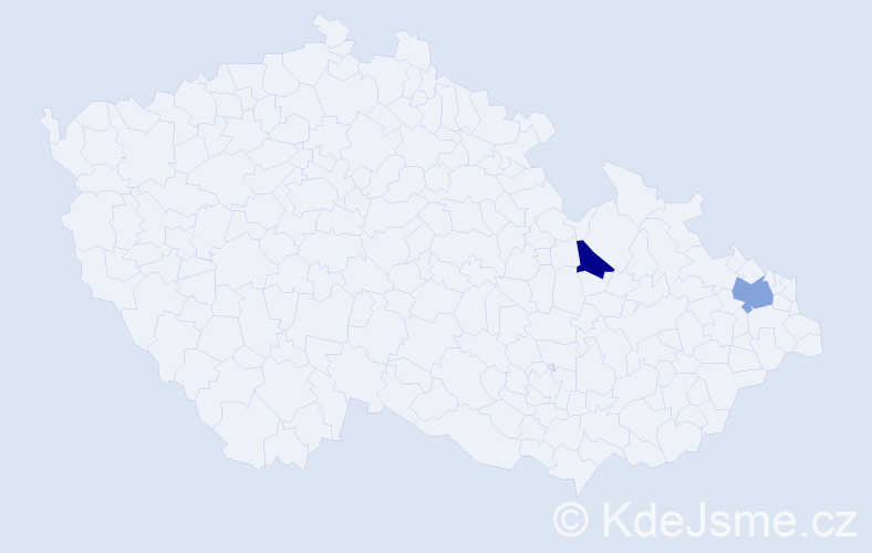 Příjmení: 'Babirát', počet výskytů 5 v celé ČR