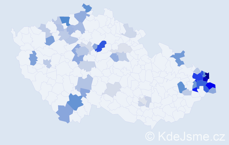 Příjmení: 'Kusová', počet výskytů 185 v celé ČR