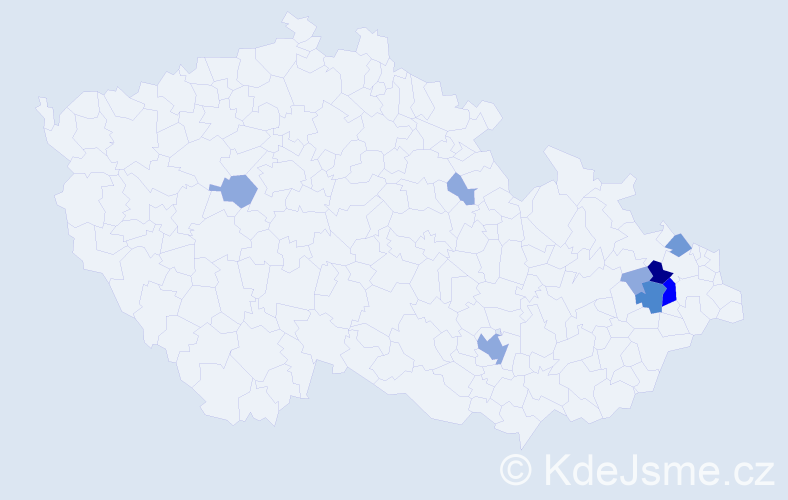 Příjmení: 'Teglová', počet výskytů 19 v celé ČR