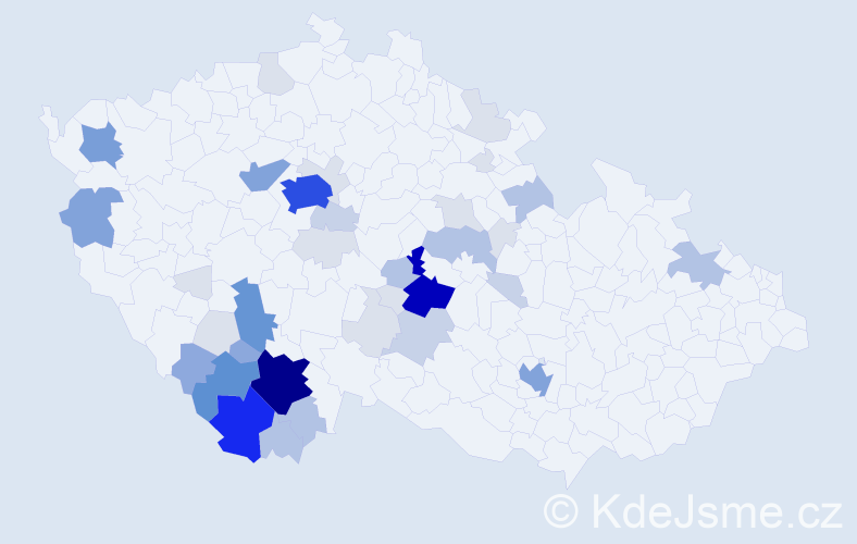 Příjmení: 'Pártl', počet výskytů 166 v celé ČR