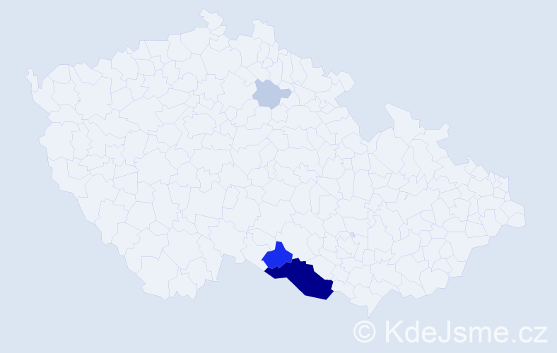 Příjmení: 'Lujcová', počet výskytů 18 v celé ČR