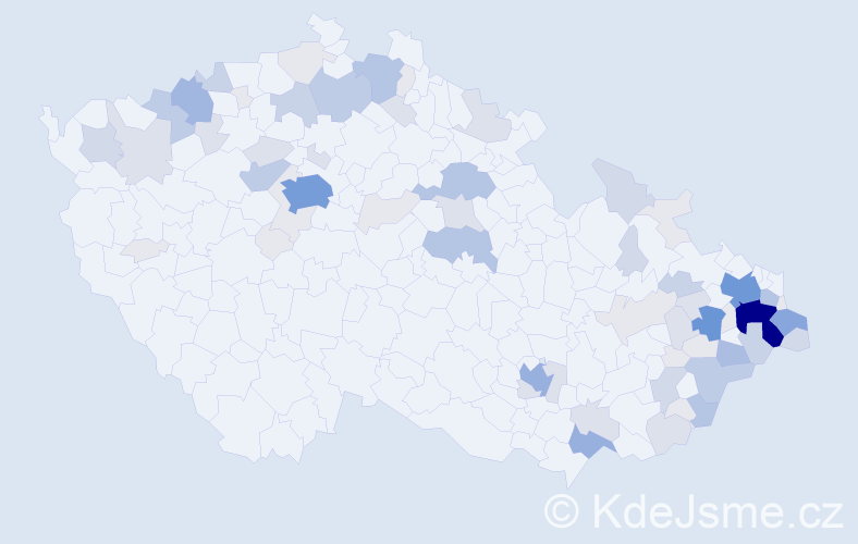 Příjmení: 'Zubková', počet výskytů 263 v celé ČR