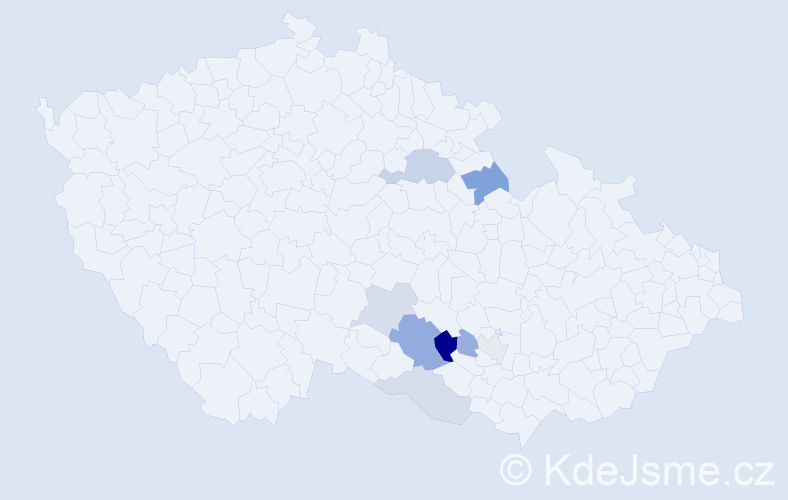 Příjmení: 'Křoustková', počet výskytů 14 v celé ČR