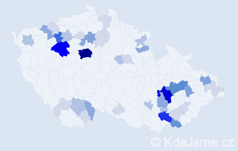 Příjmení: 'Frelichová', počet výskytů 132 v celé ČR