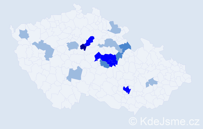 Příjmení: 'Polgár', počet výskytů 34 v celé ČR