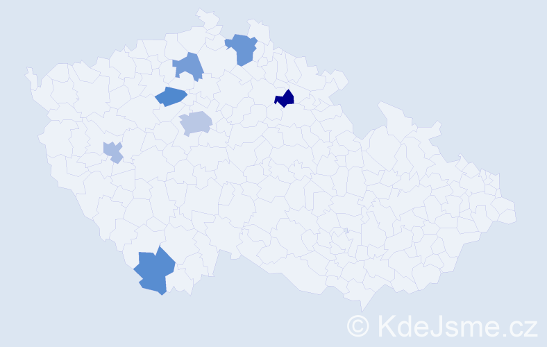 Příjmení: 'Wallis', počet výskytů 11 v celé ČR