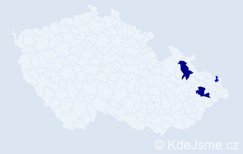 Příjmení: 'Břuchanská', počet výskytů 7 v celé ČR
