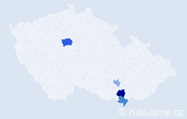 Příjmení: 'Vystoupilová', počet výskytů 11 v celé ČR