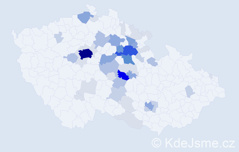 Příjmení: 'Kvaček', počet výskytů 148 v celé ČR