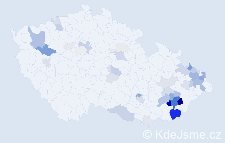 Příjmení: 'Skyba', počet výskytů 163 v celé ČR