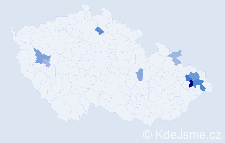 Příjmení: 'Beniš', počet výskytů 32 v celé ČR