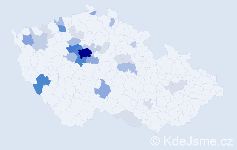 Příjmení: 'Pachmanová', počet výskytů 109 v celé ČR