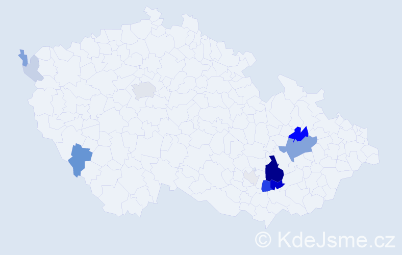 Příjmení: 'Poč', počet výskytů 37 v celé ČR