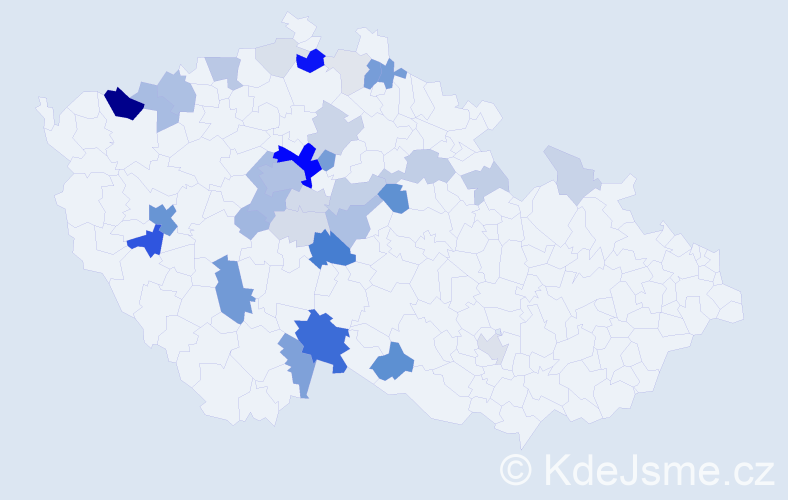 Příjmení: 'Ledecký', počet výskytů 142 v celé ČR