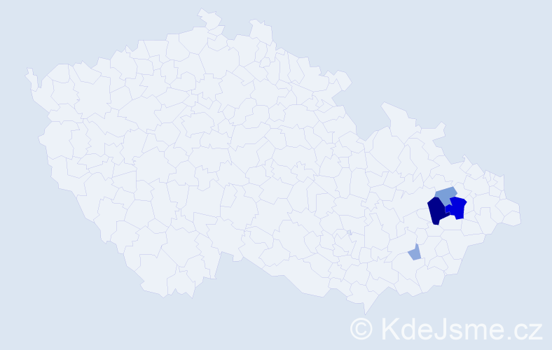 Příjmení: 'Prokl', počet výskytů 16 v celé ČR