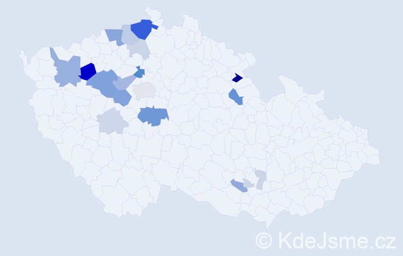 Příjmení: 'Vospálková', počet výskytů 50 v celé ČR