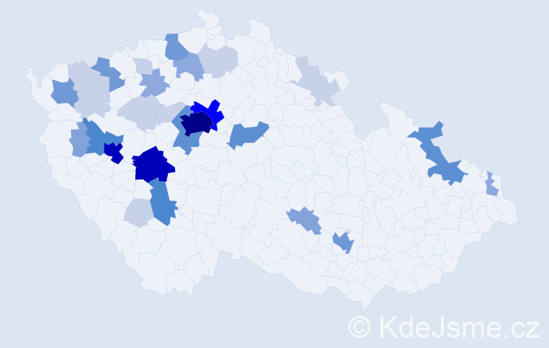 Příjmení: 'Tyll', počet výskytů 114 v celé ČR